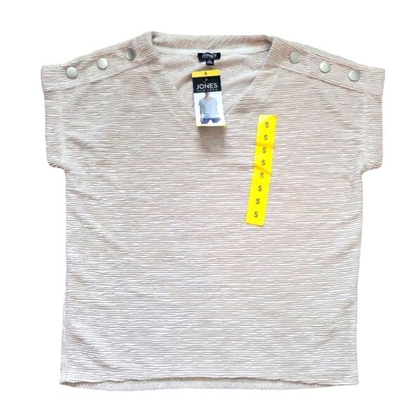 NWT JONES NEW YORK V-NECK RIBBED TOP SZ.S - Picture 1 of 4